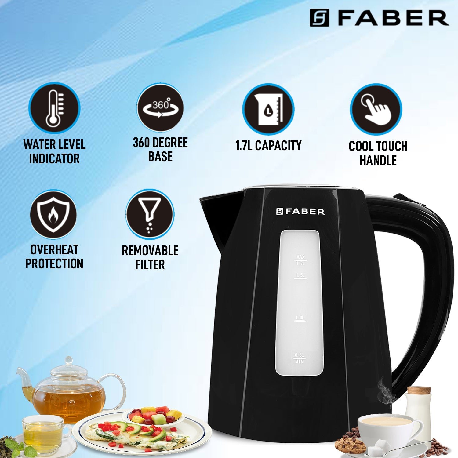 Faber FWK 1.7 BK official Faber image 2 | SKU 131.0637.256 | Ajay Trading Co.