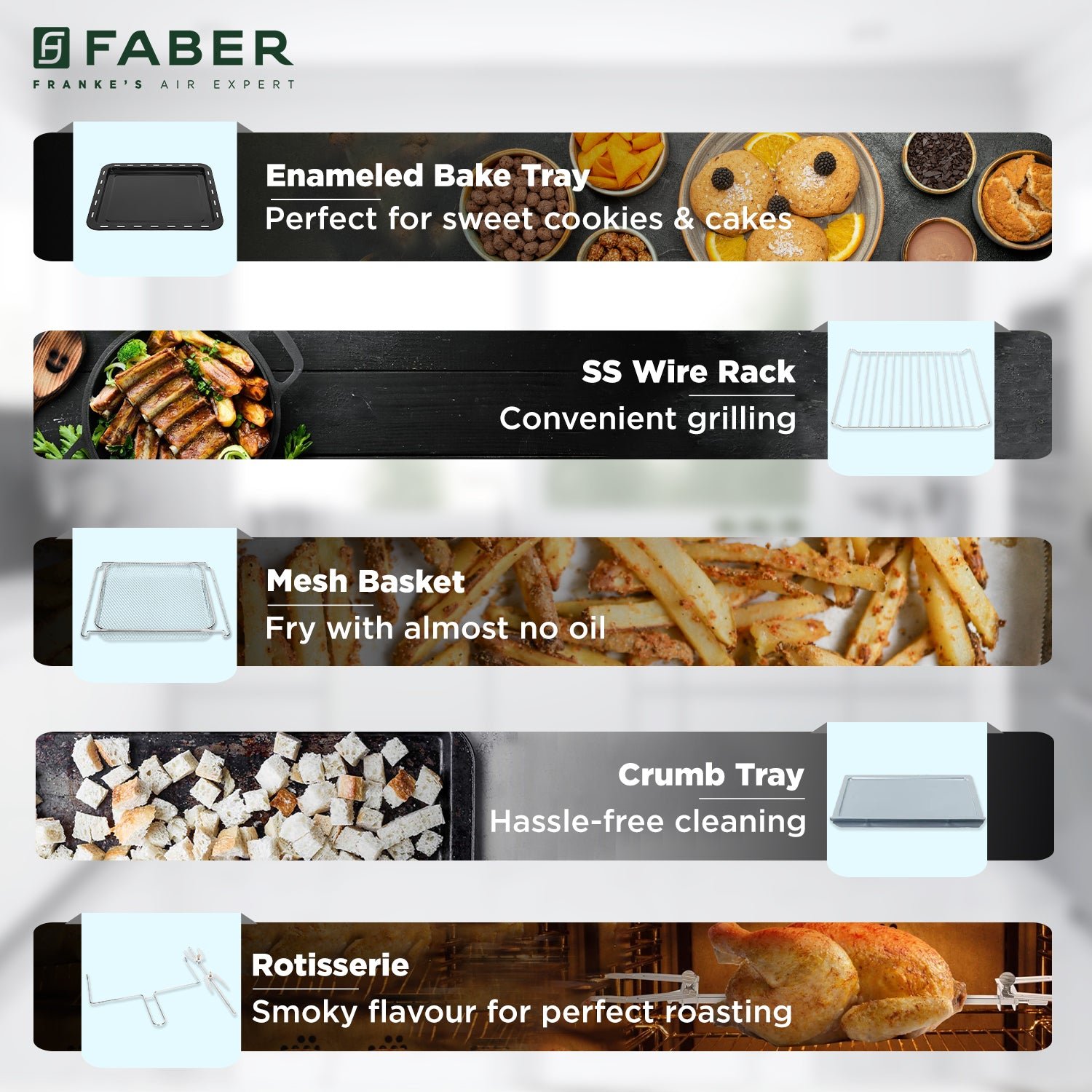 Faber Air fryer OTG, FAO 25L 15F BK, Qish official Faber image 6 | SKU 131.0695.378 | Ajay Trading Co.