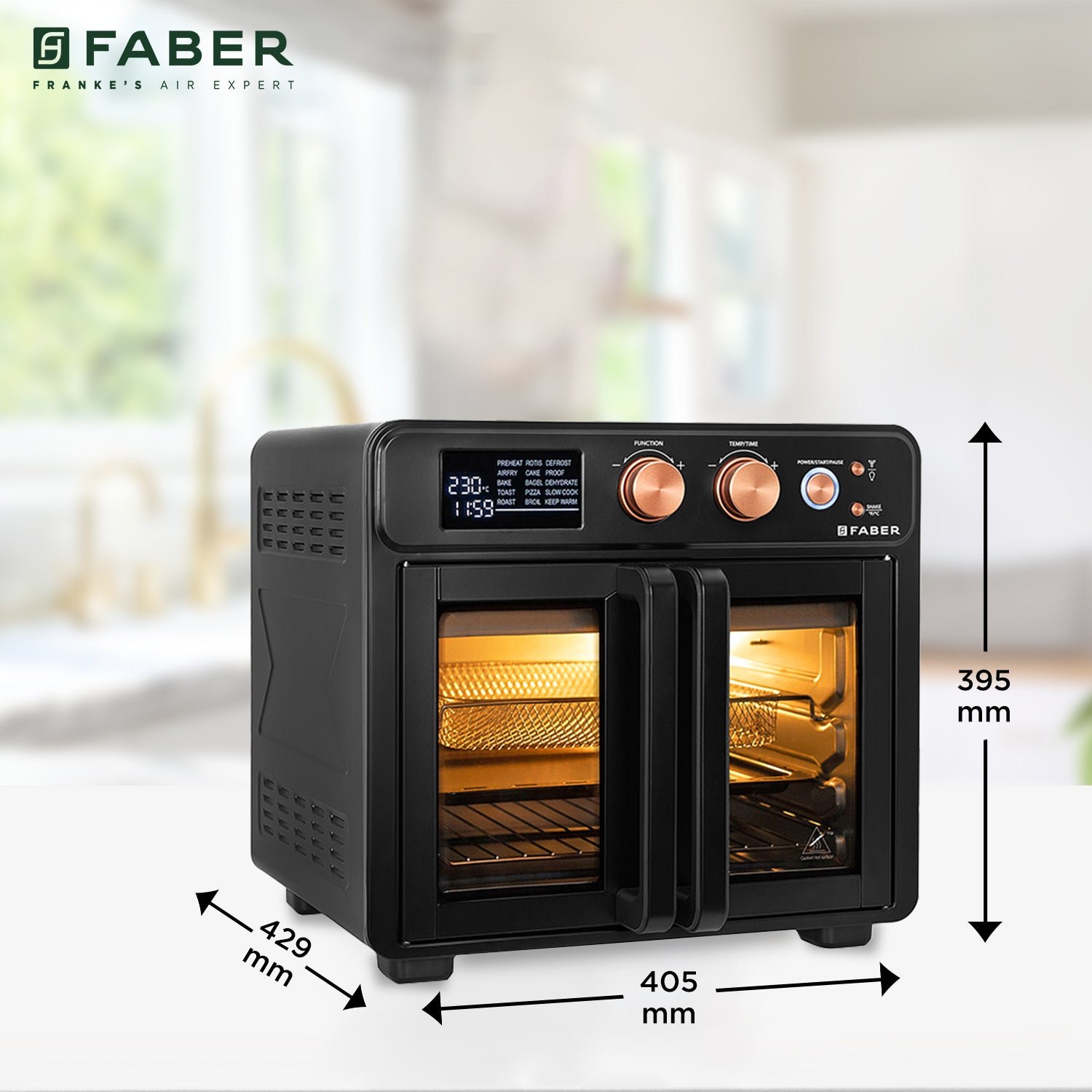 Faber Air fryer OTG, FAO 25L 15F BK, Qish official Faber image 8 | SKU 131.0695.378 | Ajay Trading Co.