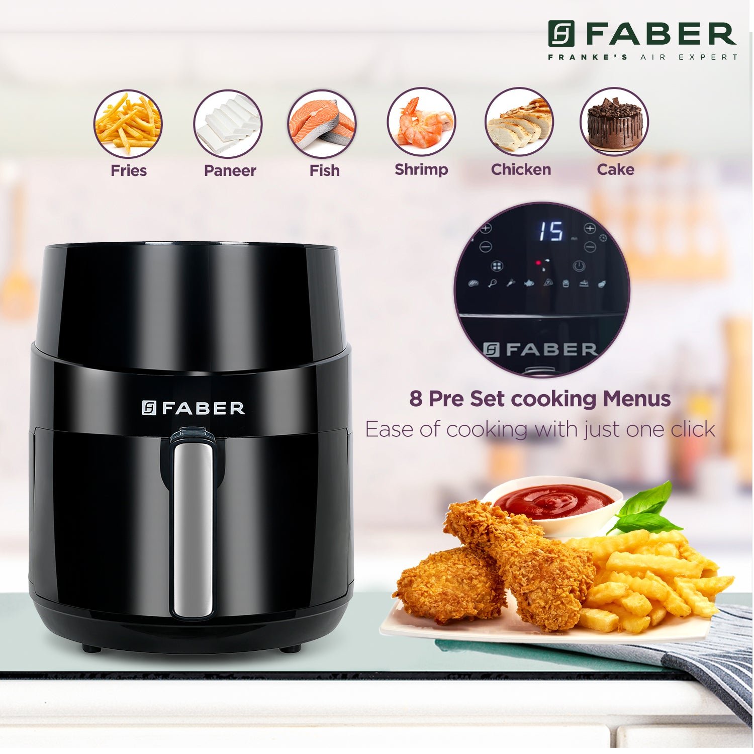 Faber FAF 4.5 BK - 4.5l Hot Air Fryer | Official Faber image 2 | SKU 131.0641.115 | Ajay Trading Co.
