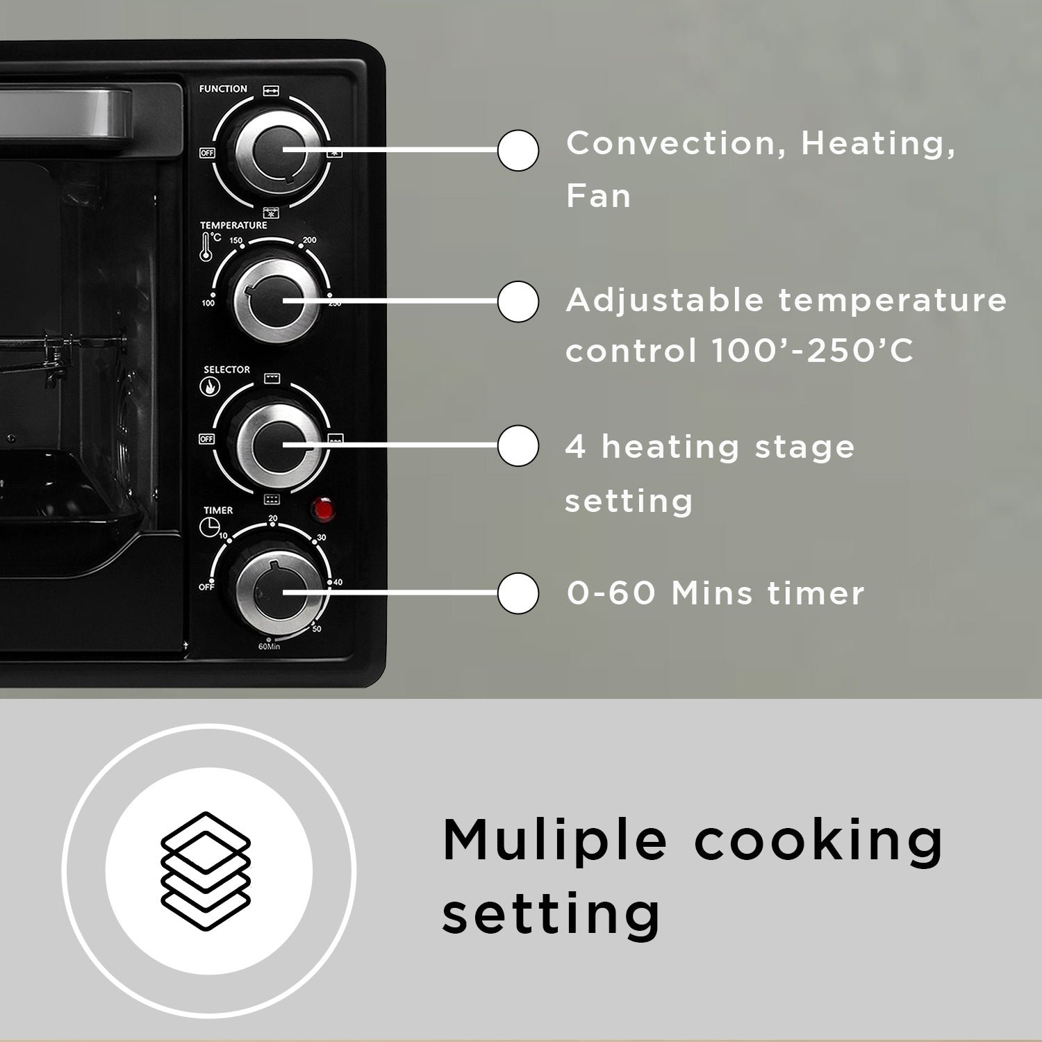 Faber FOTG BK 60L - Oven, Toaster, Griller | Official Faber image 5 | SKU 131.0643.886 | Ajay Trading Co.