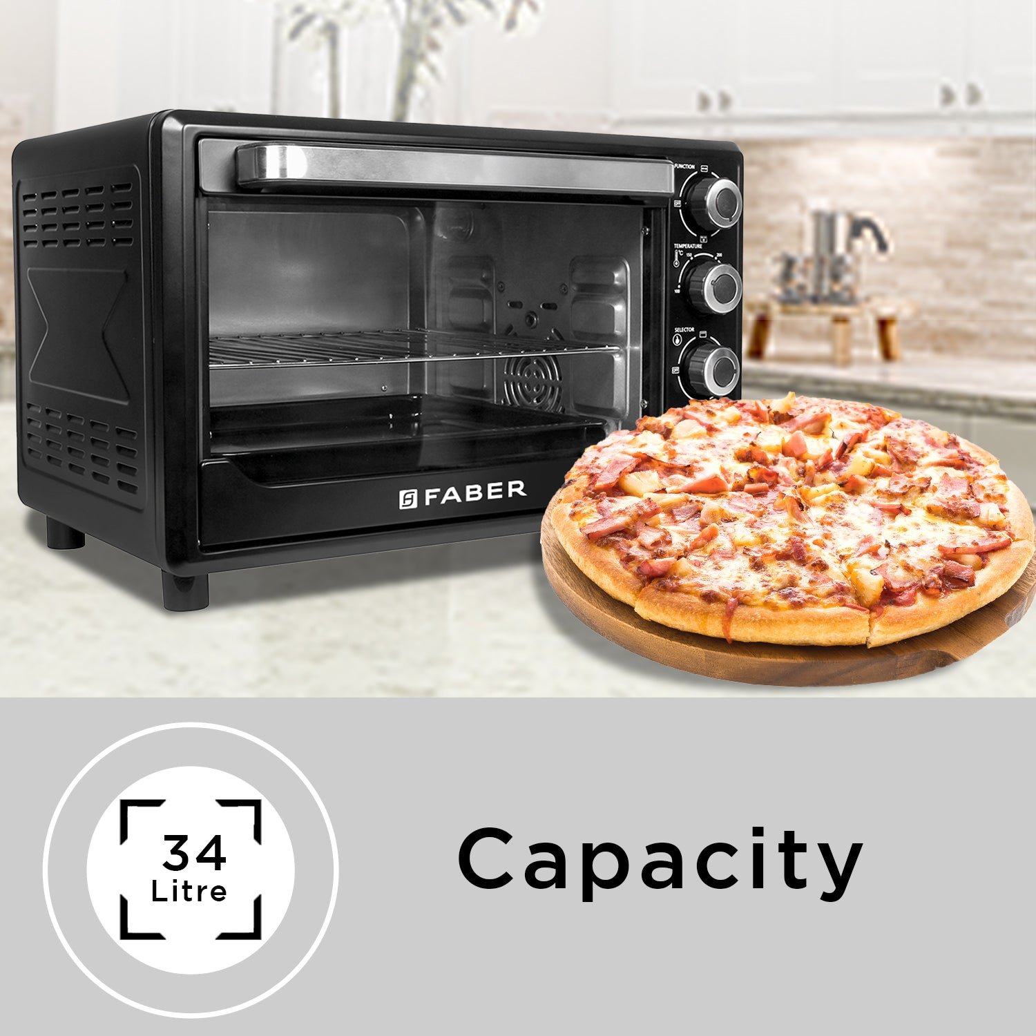 Faber FOTG BK 34L- Oven, Toaster, Griller | Official Faber image 4 | SKU 131.0628.555 | Ajay Trading Co.