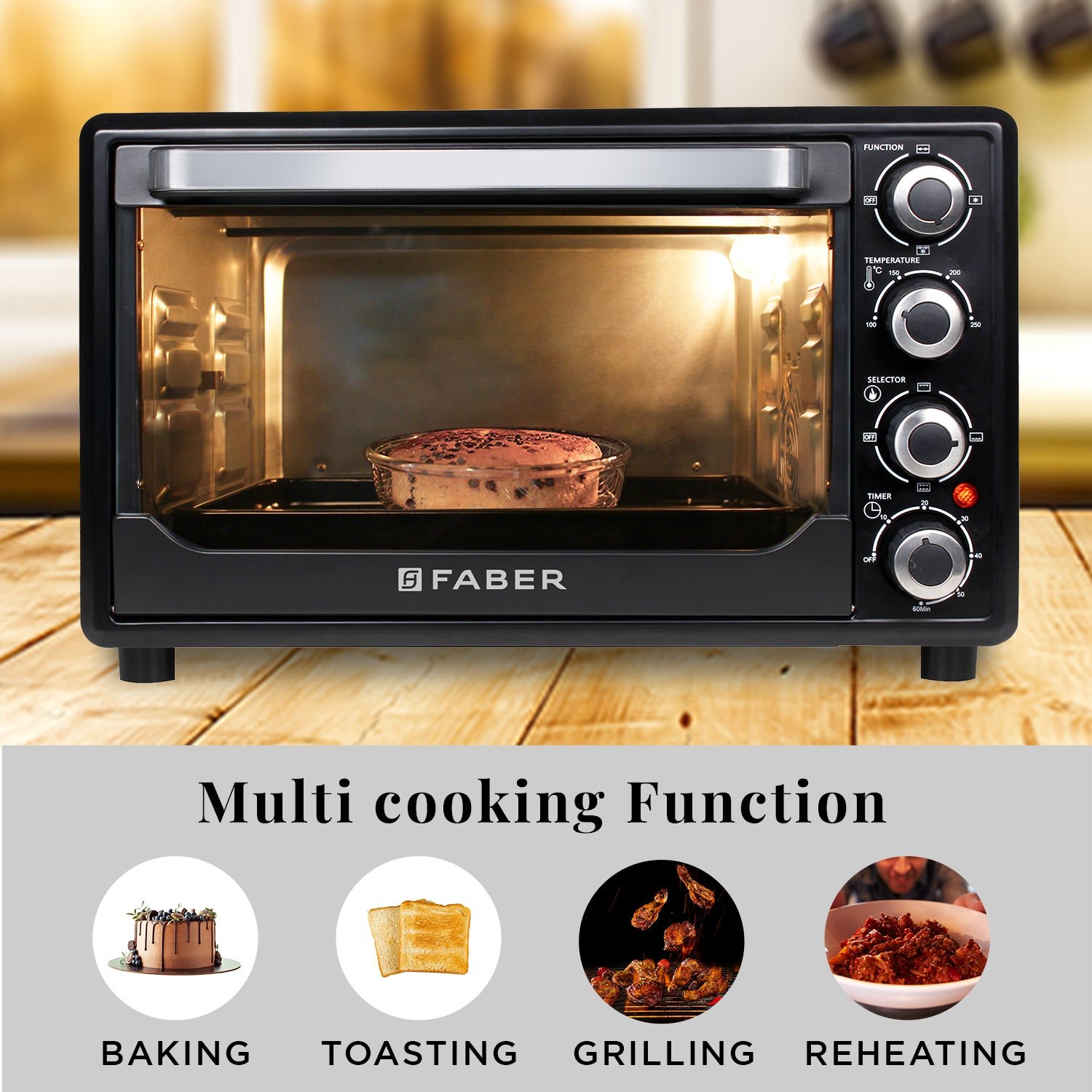 Faber FOTG BK 60L - Oven, Toaster, Griller | Official Faber image 3 | SKU 131.0643.886 | Ajay Trading Co.