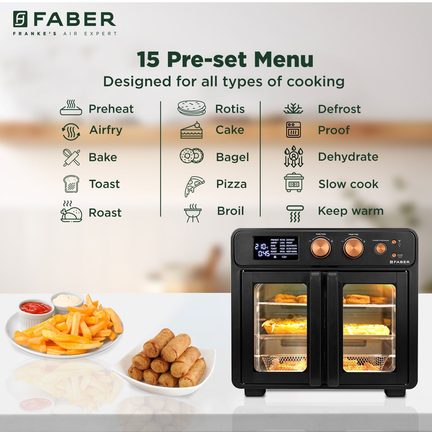 Faber AIR FRYER OVEN 25L | Official Faber image 3 | SKU 131.0695.378 | Ajay Trading Co.