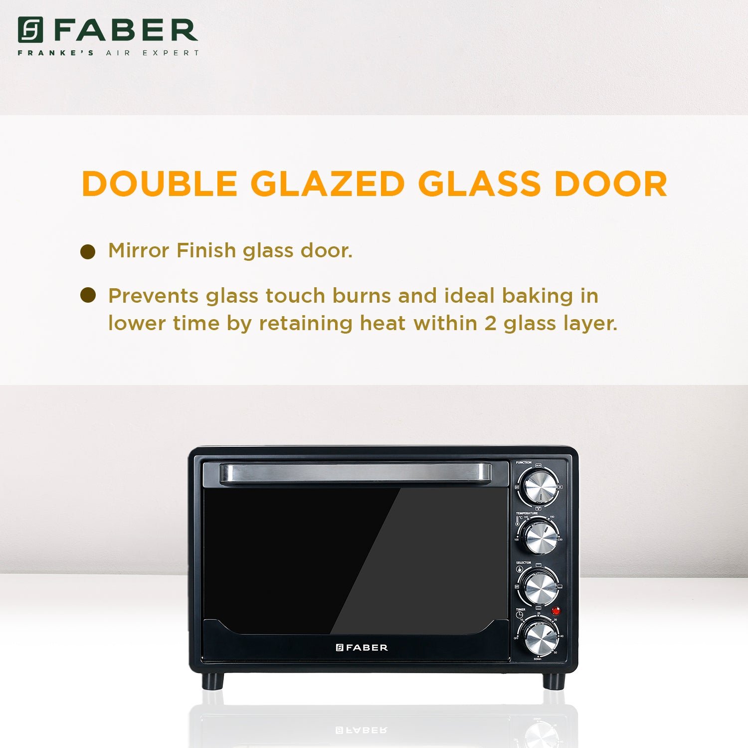 Faber FOTG BK 34L (Double Glazed) | Official Faber image 4 | SKU 131.0676.817 | Ajay Trading Co.