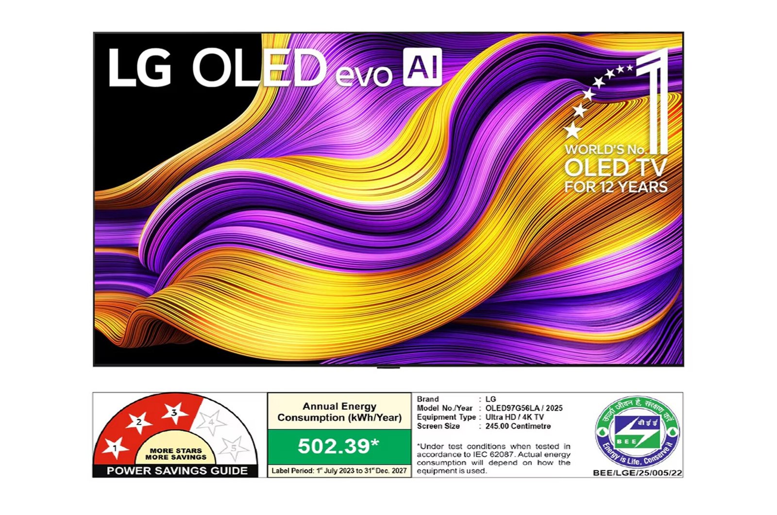 LG OLED97G56LA 97-inch OLED evo AI G5 4K TV